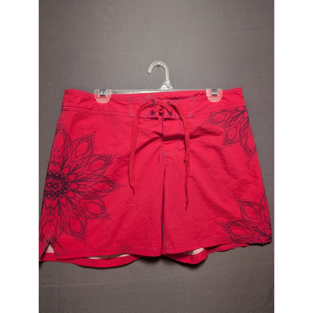 Prana Board Shorts Womens Medium Pink Floral Drawstring Surfing Beach Swimwear